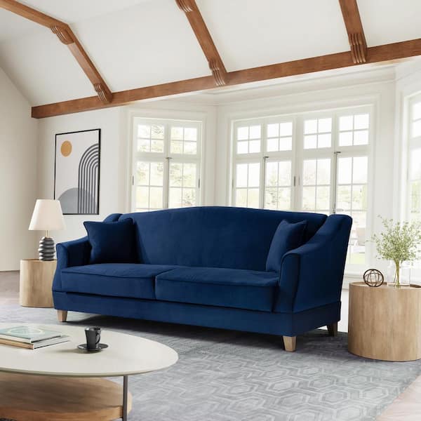 Serta Sorrento 86.6 in. Navy Blue Polyester Full Size Sofa Bed