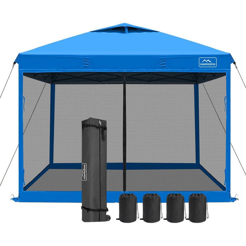 10 ft. x 10 ft. Pop Up Canopy Tent with Mesh Side Walls, 4 Sandbags, 1 Roll