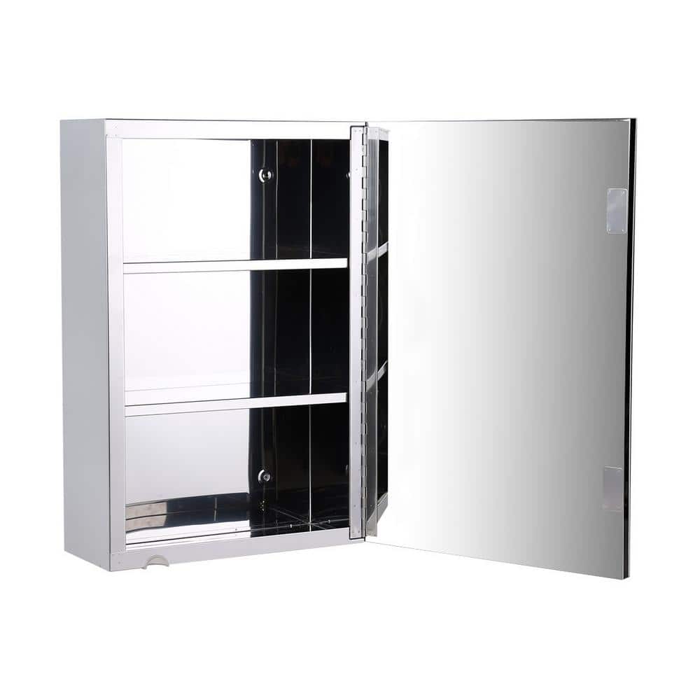 Elegant Stainless Steel 22" Wall Mount Medicine Cabinet with Mirror - Set of 2