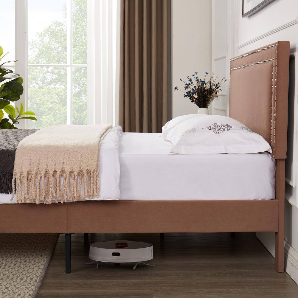 Upholstered Bed with Adjustable Headboard, No Box Spring Needed Platform Bed Frame, Bed Frame Gray Queen Bed - thumbnail 10