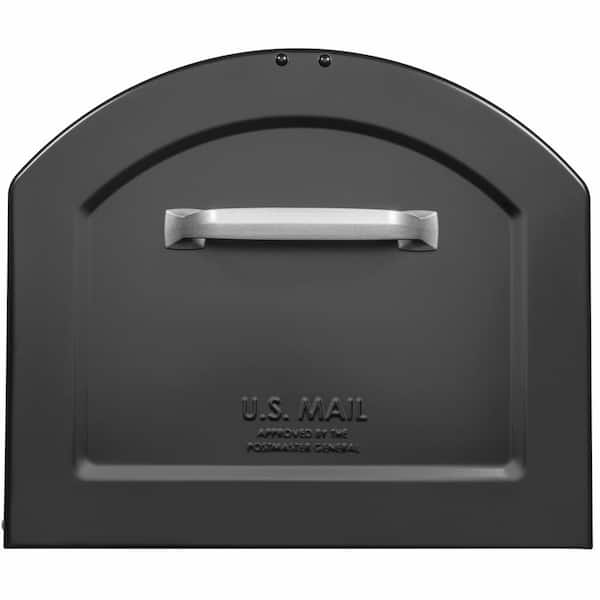 Centennial Extra Large Capacity Post Mount Parcel Mailbox in Black with Premium Silver Handle and Flag Centennial Extra Large Capacity Post Mount Parcel Mailbox in Black with Premium Silver Handle and Flag
