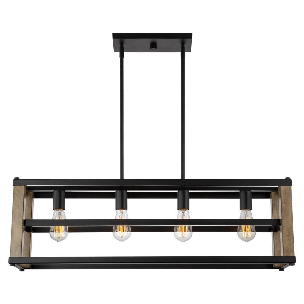 Goodwin 34" Black and Smoked Birch Farmhouse Island Light