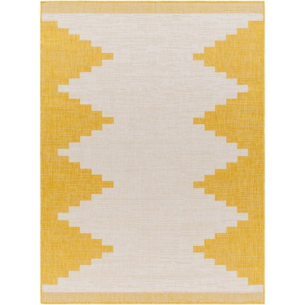 Lageli Yellow 5 ft. x 8 ft. Geometric Indoor/Outdoor Area Rug