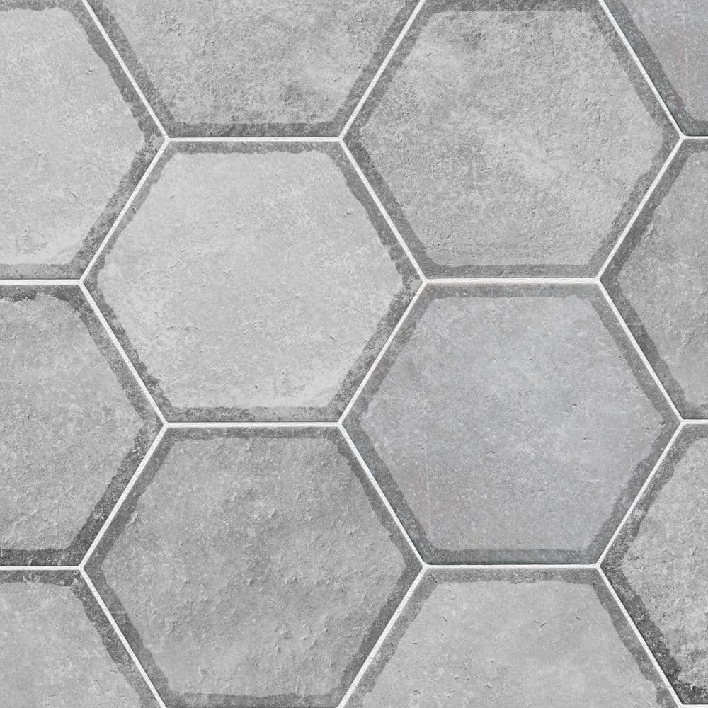 Décor Gray Hexagon Porcelain Wall & Floor Tile