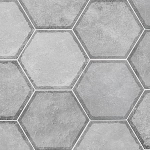 Dakota Hexagon 7.87 in. x 9.45 in. Matte Decor Gray Porcelain Floor and Wall Tile (10 sq. ft./Case)