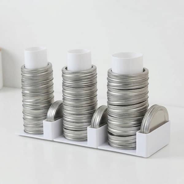 White Canning Lid Organizer Drawer Organizer with Dual-Size Storage for Regular and Wide Mouth Mason Jar Lids (Set of 2)