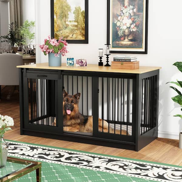 FUFU&GAGA Wooden Large Dog Crate, Heavy Duty Dog Kennel with