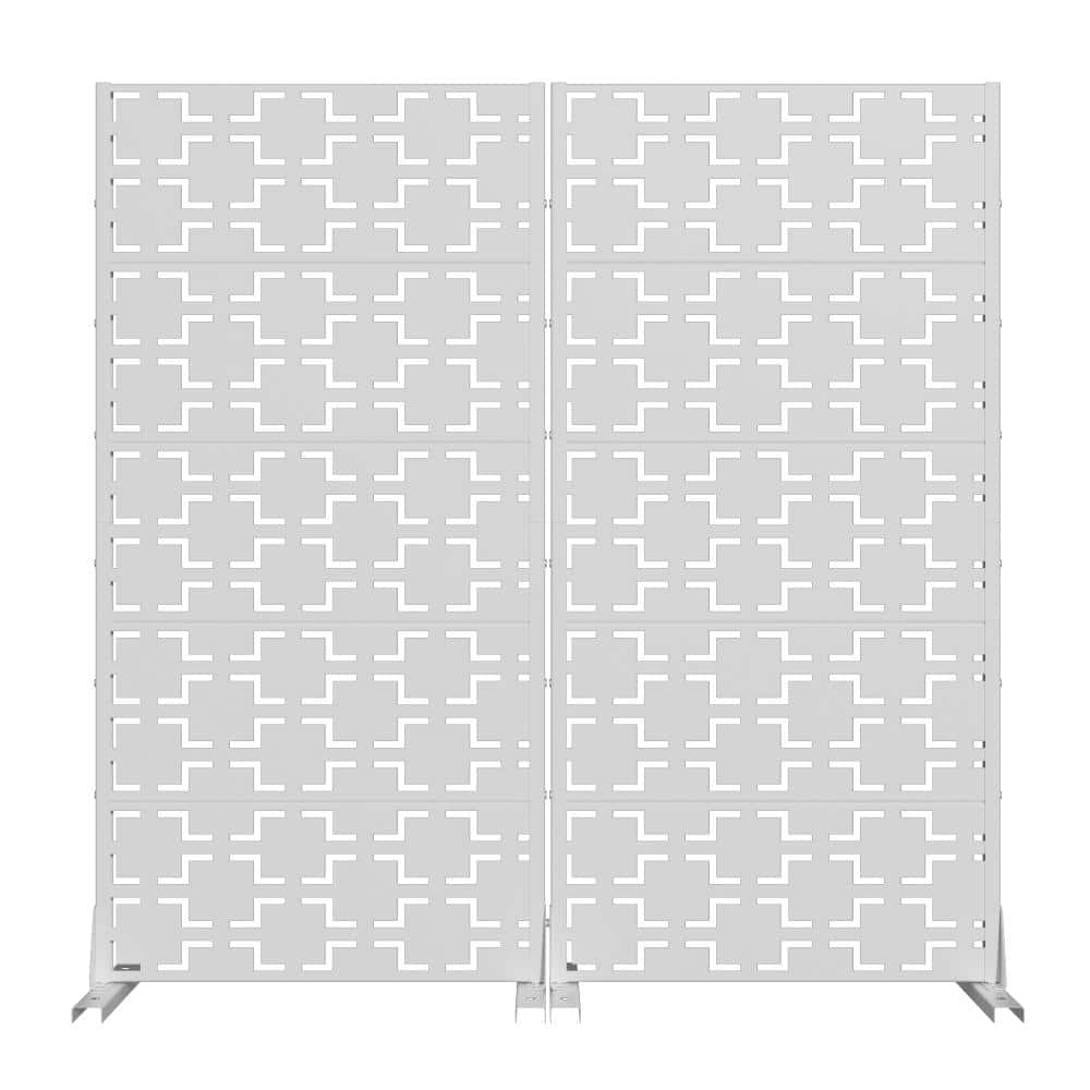 60 in. H x 30 in. W Outdoor White Galvanized Steel Decorative Garden Fence Privacy Screen (2-Pack) price history on PriceWatchPro