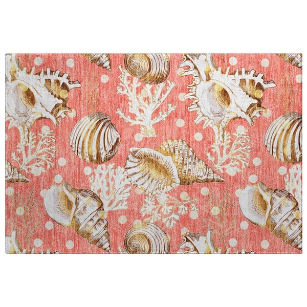 Dream Shag Premium Machine Washable Abstract ADS185 Peach 3 ft. x 4 ft. Area Rug