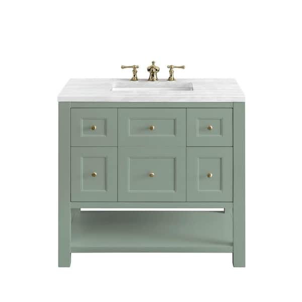 Breckenridge 36.0 in. W x 23.5 in. D x 34.2 in . H Bathroom Vanity in Smokey Celadon with Arctic Fall Solid Surface Top