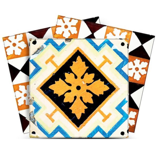 MI ALMA Blue, Yellow, Black V32 7 in. x 7 in. Vinyl Peel and Stick Tile (24 Tiles, 8.17 sq. ft./pack)