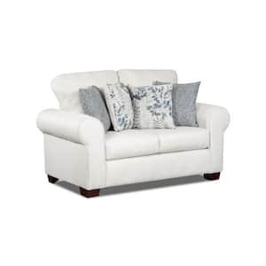 Pembroke 67 in. Cream Washed Tweed Polyester 2-Seats Loveseat with 4-Decorative Throw Pillows