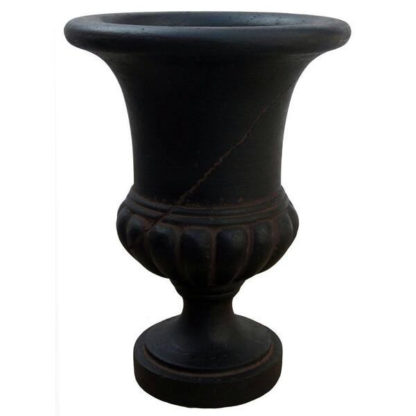 Unbranded 15-1/2 in. x 21 in. Cast Stone Bulbous Urn in Aged Charcoal