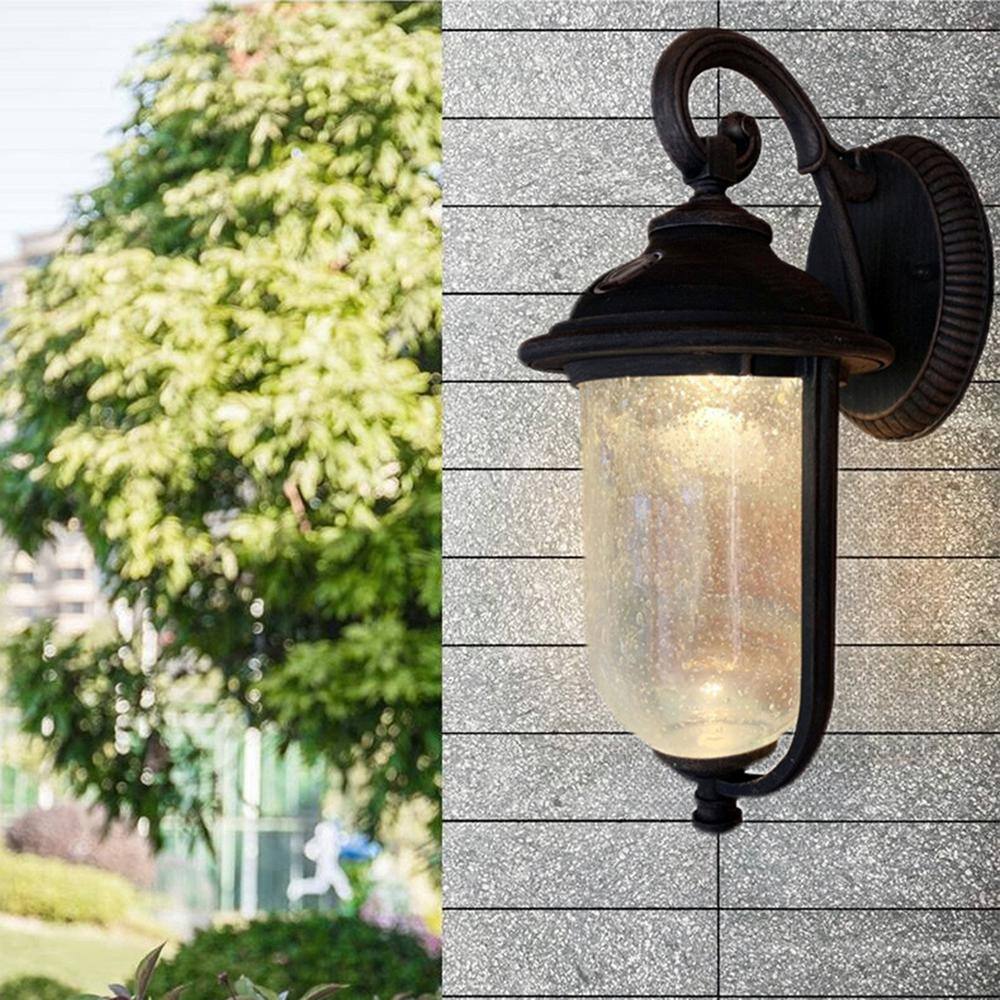 Rustic Bronze 14" LED Outdoor Wall Light with Clear Seeded Glass