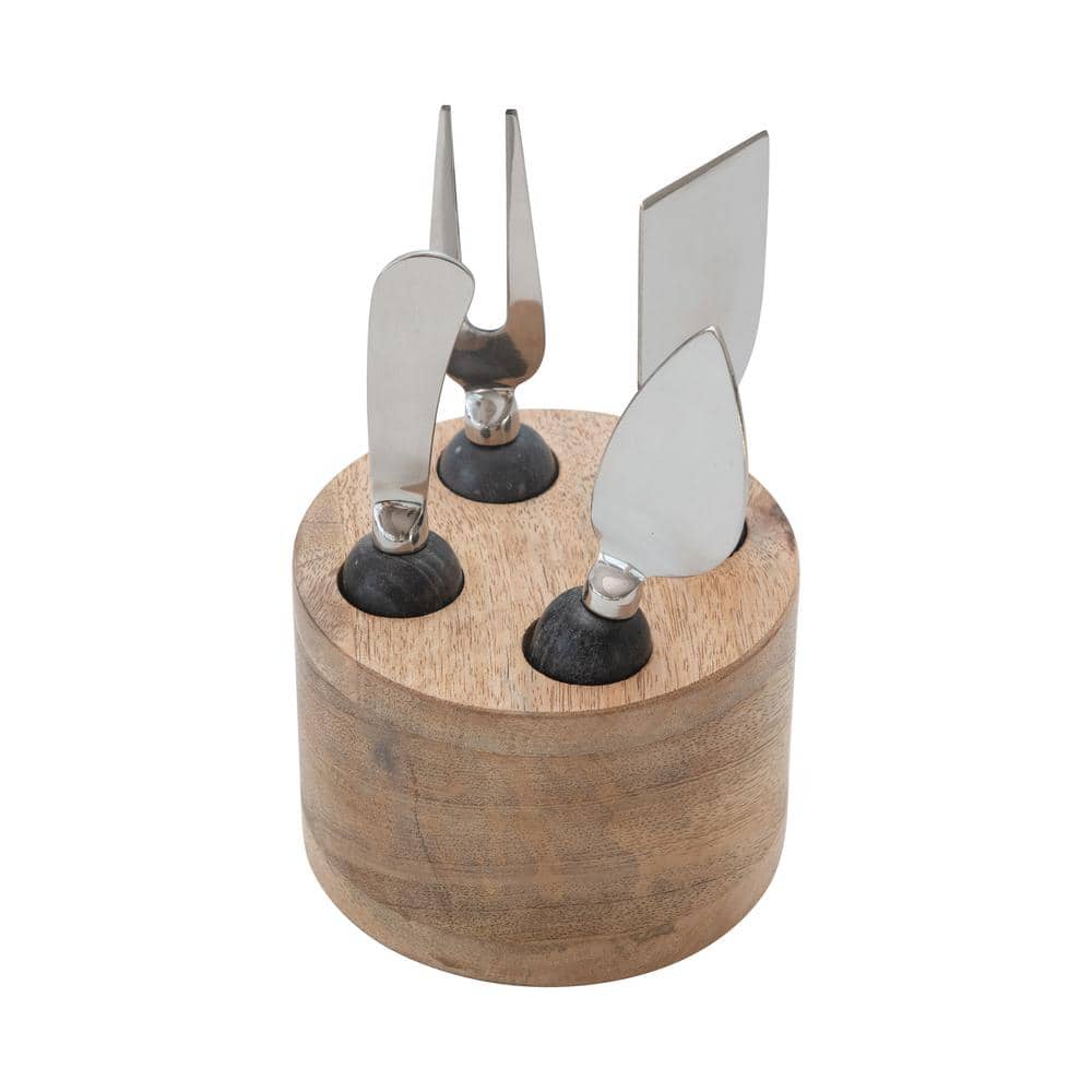 Creative Co-Op DF4998 Mango Wood Stand w/Cheese Spreaders