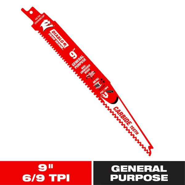 9 in. 6/9 TPI Demo Demon Carbide Teeth Reciprocating Saw Blade for General Purpose Cuts