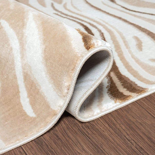 Regal Beige 7 ft. 9 in. x 10 ft. 2 in. Swirl Lines Polypropylene Area Rug