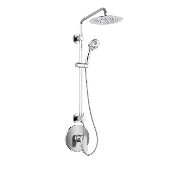 PULSE Showerspas SeaBreeze 3-Spray Settings 2.5 GPM 8 in. Wall Mounted Fixed and Handheld Shower Head with Mixing Valve in Chrome