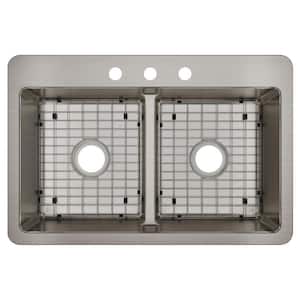 Avenue 33in. Dual Mount 2 Bowl 18 Gauge Durable Satin Stainless Steel Sink Only and No Accessories