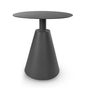 Gray Round Metal Outdoor Bistro Side Table