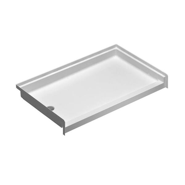 Delta 60 in. x 34 in. Single Threshold Shower Base with Left Drain in White-DISCONTINUED