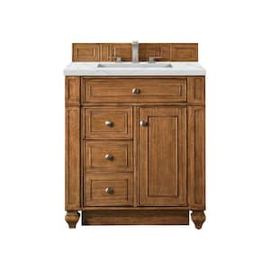 Bristol 30 in. W x 23.5 in. D x 34 in. H Bathroom Vanity in Saddle Brown with Ethereal Noctis Quartz Top