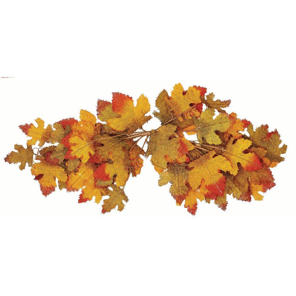 31 in. Fall Burlap Maple Leaf Swag 7386 - The Home Depot
