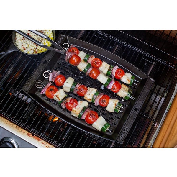Lodge 15 in. x 12 in. Cast Iron Grill Topper in Black L15RCGT - The Home  Depot