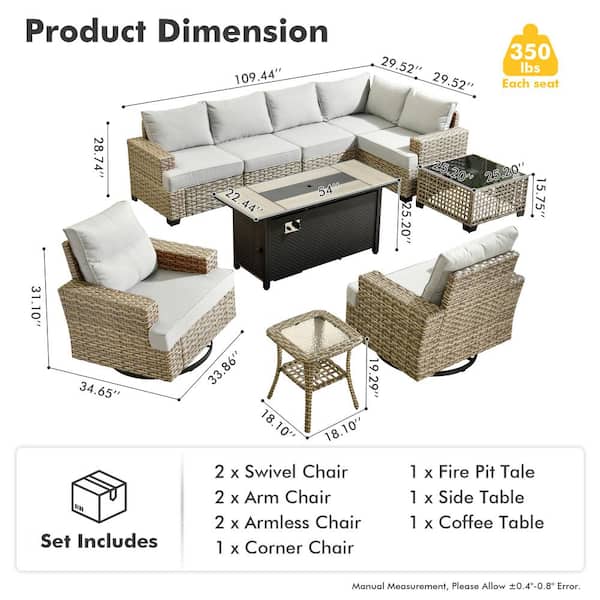 Toject Torino Gray 10-Piece Wicker Outdoor Patio