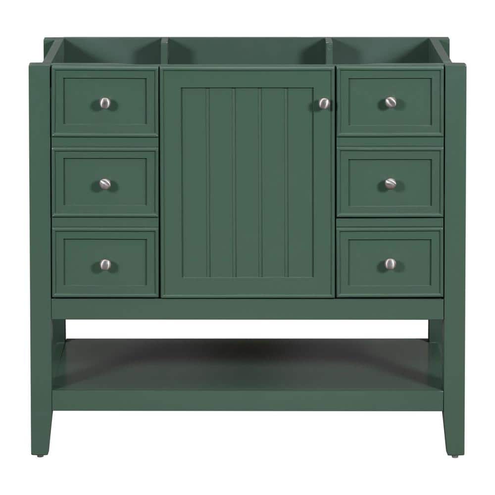 36 in. W x 18 in. D x 33 in. H Bath Vanity Cabinet without Top in Green wit