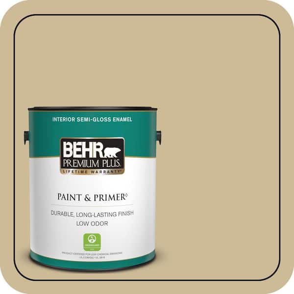 BEHR PREMIUM PLUS 1 gal. #MQ2-22 Hayloft Semi-Gloss Enamel Low Odor Interior Paint & Primer