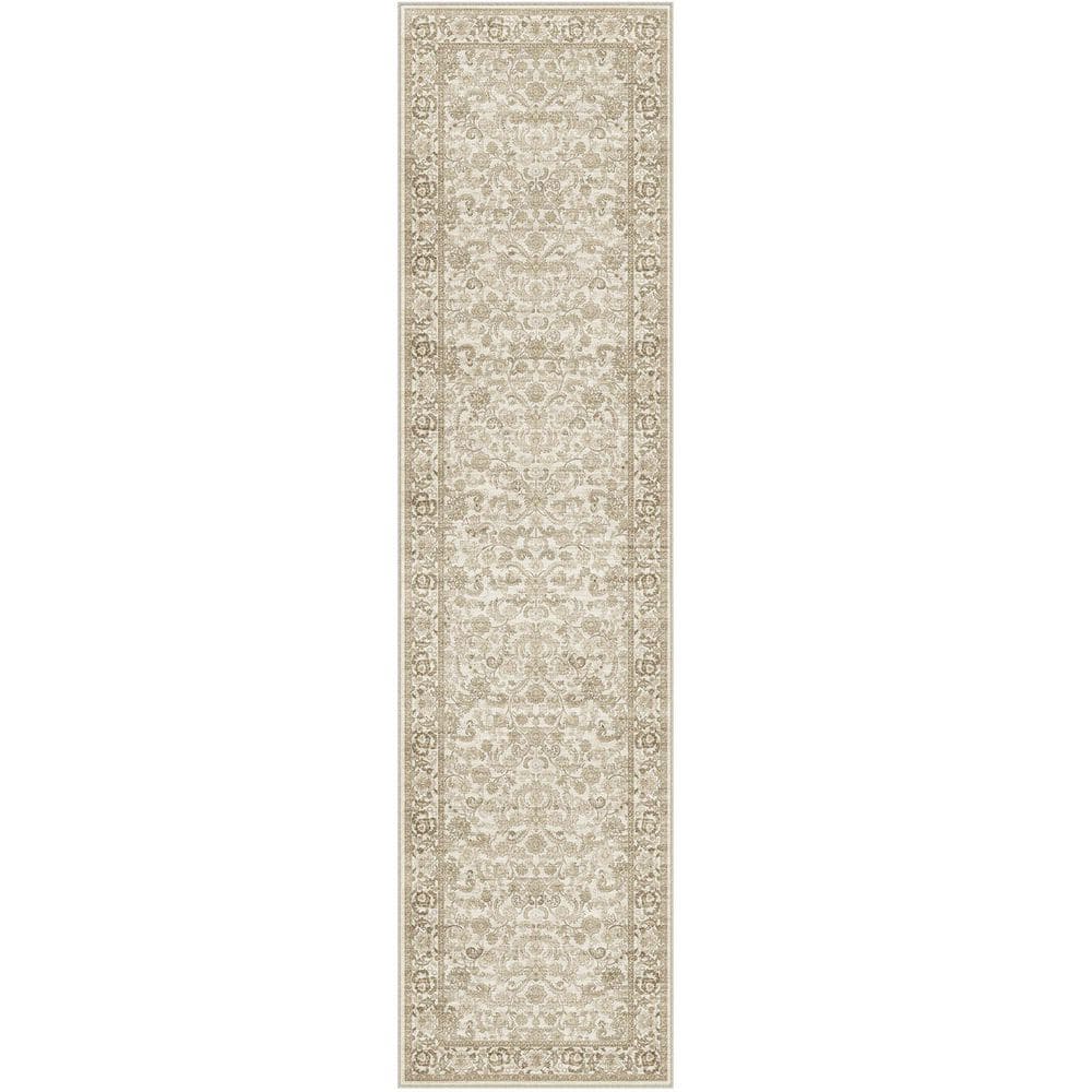 Norwegian Forest Brown 2 ft. x 8 ft. Washable Vintage Floral Runner Rug price history on PriceWatchPro