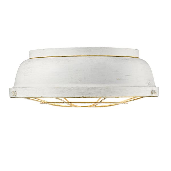 Golden Lighting Bartlett 2-Light French White Flush Mount Light