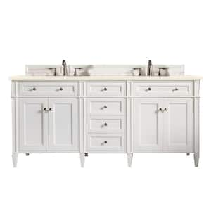 Brittany 72.0 in. W x 23.5 in. D x 34 in. H Double Bath Vanity in Bright White with Eternal Marfil Quartz Top