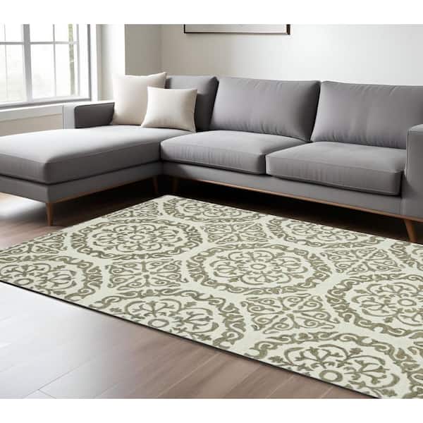 8 ft. x 10 ft. Multi-Colored Wool Medallion Hand Hooked Area Rug
