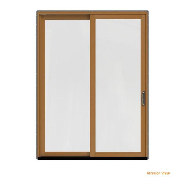 JELD-WEN 72 in. x 96 in. W-2500 Contemporary Silver Clad Wood Right-Hand Full Lite Sliding Patio Door w/Stained Interior