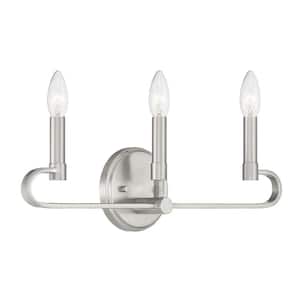Summit 20 in. 3-Light Brushed Nickel Modern Traditional Vanity with Candelabra-Style Curves