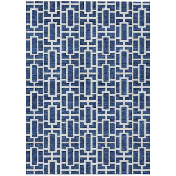 Chantille Machine Washable Indoor/Outdoor Abstract ACN916 Navy 5 ft. x 7 ft. 6 in. Area Rug