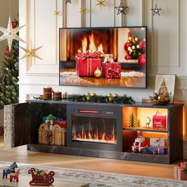 PINMOCO 63 in. Freestanding Electric Fireplace TV Stand with LED