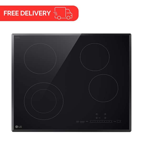24 in. 4 Elements Radiant Electric Cooktop in Black with Dual Element