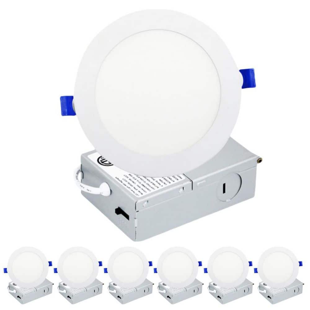6 in. White Ultra Slim Canless Integrated LED Recessed Light 2700K/3000K/3500K/4000K/5000K Selectable Dimmable 6-Pack price history on PriceWatchPro