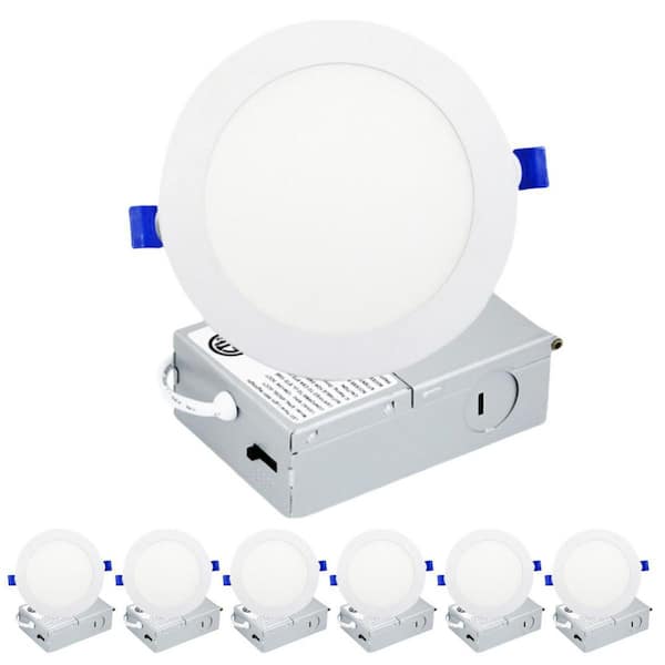 6 in. White Ultra Slim Canless Integrated LED Recessed Light 2700K/3000K/3500K/4000K/5000K Selectable Dimmable 6-Pack