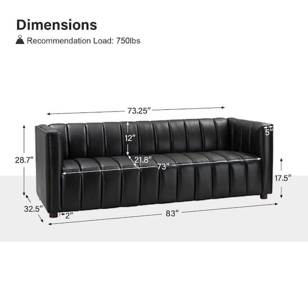 Channel tufted store leather sofa