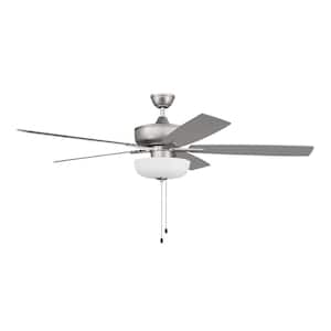 Super Pro-111 60 in. Indoor Dual Mount Brushed Satin Nickel Ceiling Fan with Optional LED White Bowl Light Kit
