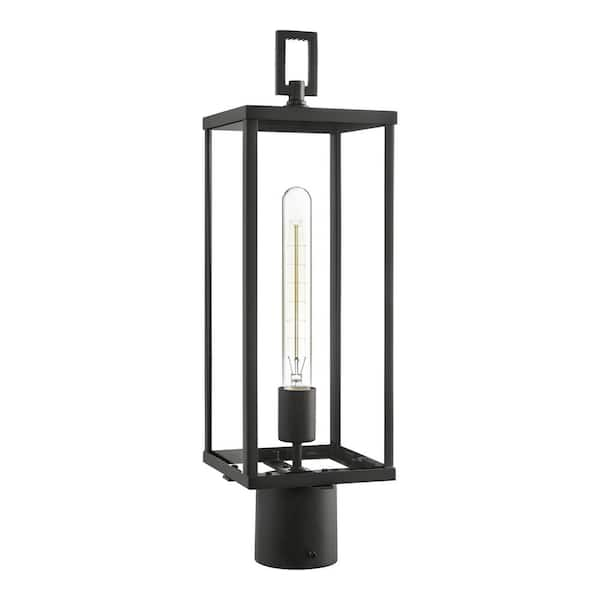 Hampton Bay Porter Hills 20.67 in 1-Light Black Steel Hardwired Weather Resistant Outdoor Pier Mount Post Light, No Bulb Included