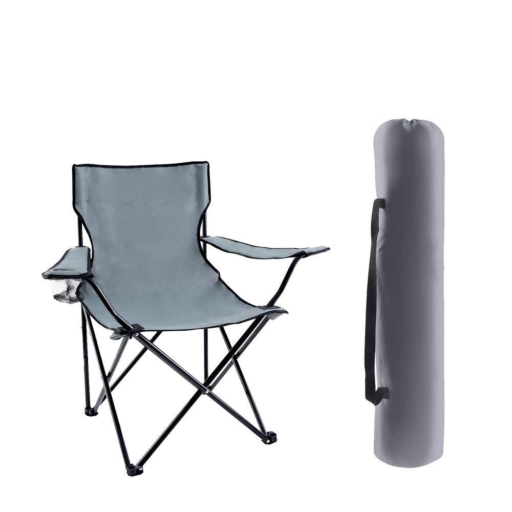 Tidoin 15.7 in. D x 18.9 in. W x 31.9 in. H Light Gray Folding Steel Canvas  Patio Chair with Storage Bag DHS-YDW1-6704 - The Home Depot