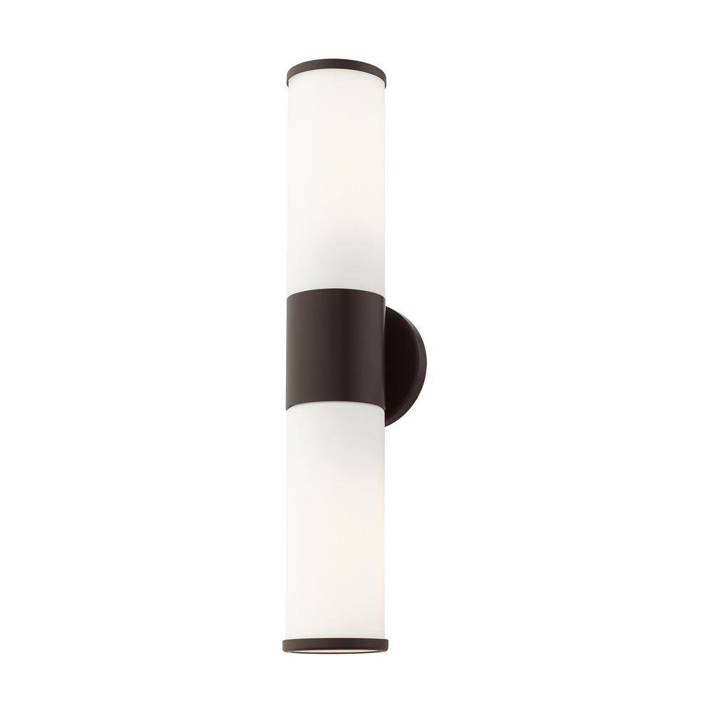 Bronze Opal Glass 2-Light Outdoor Vanity Sconce