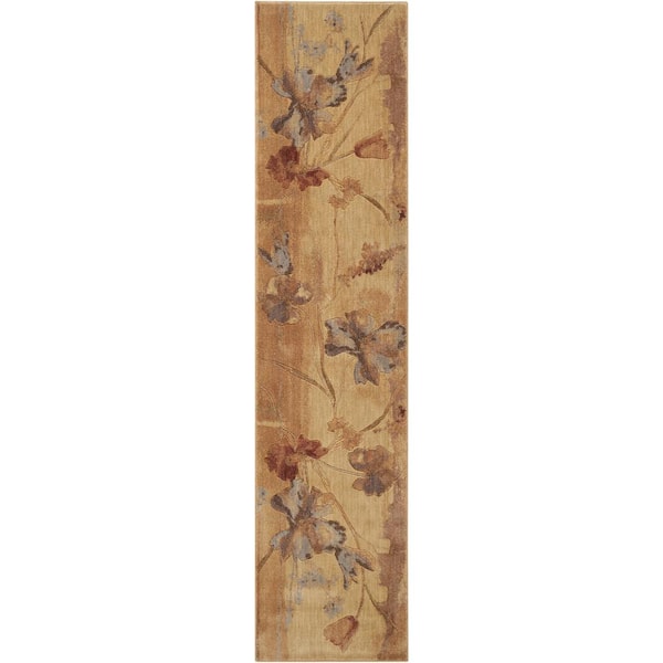 Somerset Beige 2 ft. x 10 ft. Floral Contemporary Runner Area Rug