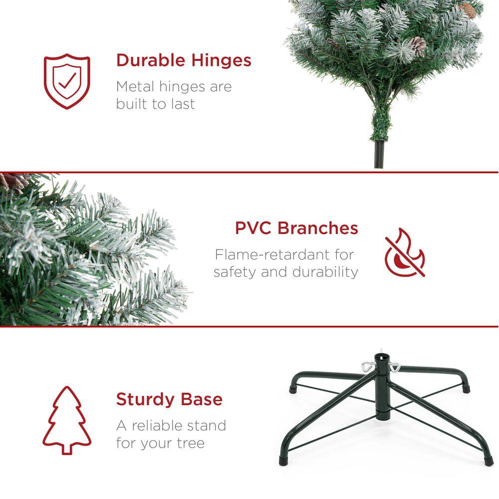 7.5ft Green Partially Flocked Virginia Pine Artificial Christmas Tree
