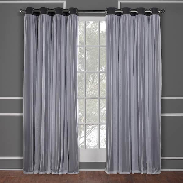 NEW Catarina Sheer Blackout Curtain Panels in Black Pearl 2-pc 52" x 63" 